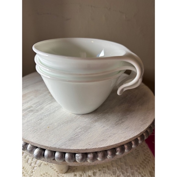 Other - Corelle Winter Frost White Coffee Cups Set of 3 hook Handle Mid Century Modern